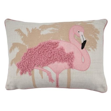 SARO LIFESTYLE SARO 9130.P1318BP 13 x 18 in. Oblong Flamingo Print Throw Pillow with Poly Filling 9130.P1318BP